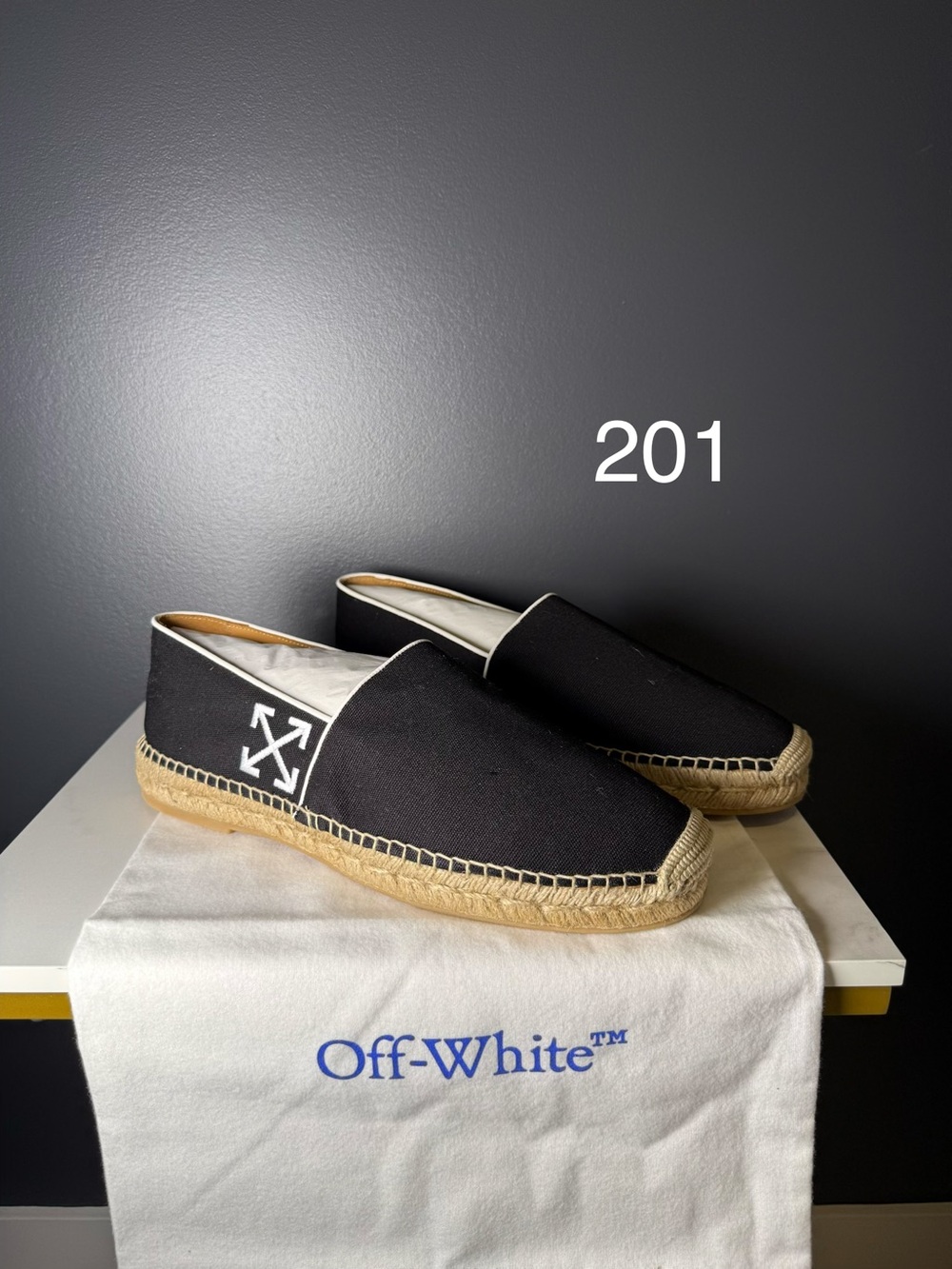 Off-White Black Canvas Espadrilles with Signature Arrow Logo